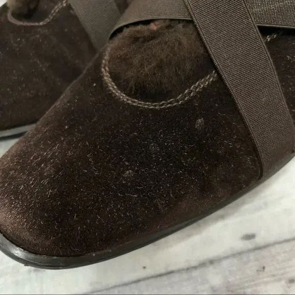 STUART WEITZMAN Suede Faux Fur Sneaker Shoes Womens Size 9.5 Brown Winter Spain - Picture 9 of 10